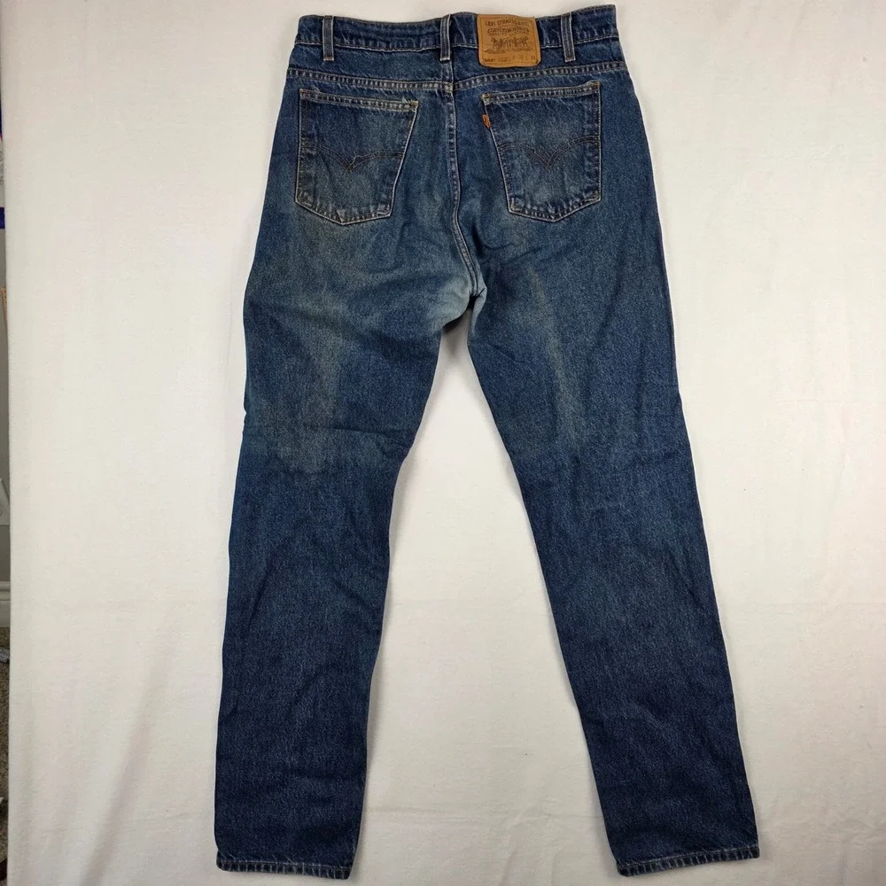 Vintage Levis 505 Orange Tab Jeans Mens 36x34 Blue Straight Leg Denim - Picture 8 of 10